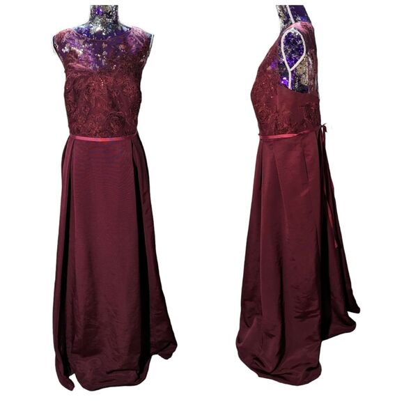 Oleg Cassini Size 20 Red Wine Ball Gown Dress with Pockets - Picture 2 of 7